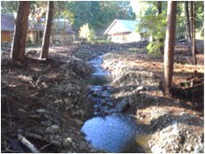 Photo 4. Looking upstream in connector channel after riffle-pool construction.